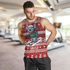 Australia Christmas In July Men Tank Top Koala Santa Skiing Red Color