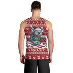 Australia Christmas In July Men Tank Top Koala Santa Skiing Red Color