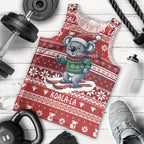 Australia Christmas In July Men Tank Top Koala Santa Skiing Red Color