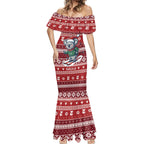 Australia Christmas In July Mermaid Dress Koala Santa Skiing Red Color