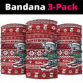Australia Christmas In July Neck Gaiter Koala Santa Skiing Red Color