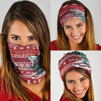 Australia Christmas In July Neck Gaiter Koala Santa Skiing Red Color