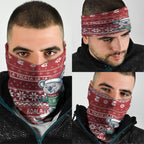 Australia Christmas In July Neck Gaiter Koala Santa Skiing Red Color