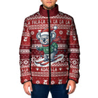 Australia Christmas In July Padded Jacket Koala Santa Skiing Red Color