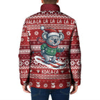 Australia Christmas In July Padded Jacket Koala Santa Skiing Red Color