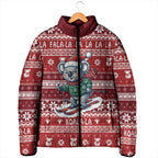 Australia Christmas In July Padded Jacket Koala Santa Skiing Red Color