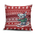 Australia Christmas In July Pillow Cover Koala Santa Skiing Red Color