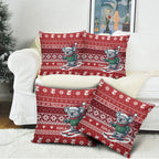 Australia Christmas In July Pillow Cover Koala Santa Skiing Red Color