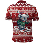 Australia Christmas In July Polo Shirt Koala Santa Skiing Red Color