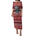 Australia Christmas In July Puletasi Koala Santa Skiing Red Color
