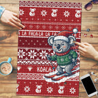 Australia Christmas In July Puzzle Koala Santa Skiing Red Color