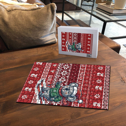 Australia Christmas In July Puzzle Koala Santa Skiing Red Color