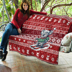 Australia Christmas In July Quilt Koala Santa Skiing Red Color