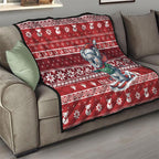 Australia Christmas In July Quilt Koala Santa Skiing Red Color