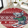 Australia Christmas In July Round Carpet Koala Santa Skiing Red Color