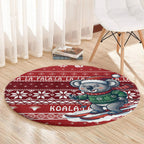 Australia Christmas In July Round Carpet Koala Santa Skiing Red Color