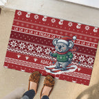 Australia Christmas In July Rubber Doormat Koala Santa Skiing Red Color