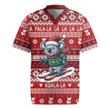 Australia Christmas In July Rugby Jersey Koala Santa Skiing Red Color