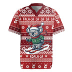 Australia Christmas In July Rugby Jersey Koala Santa Skiing Red Color