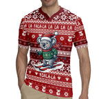Australia Christmas In July Rugby Jersey Koala Santa Skiing Red Color