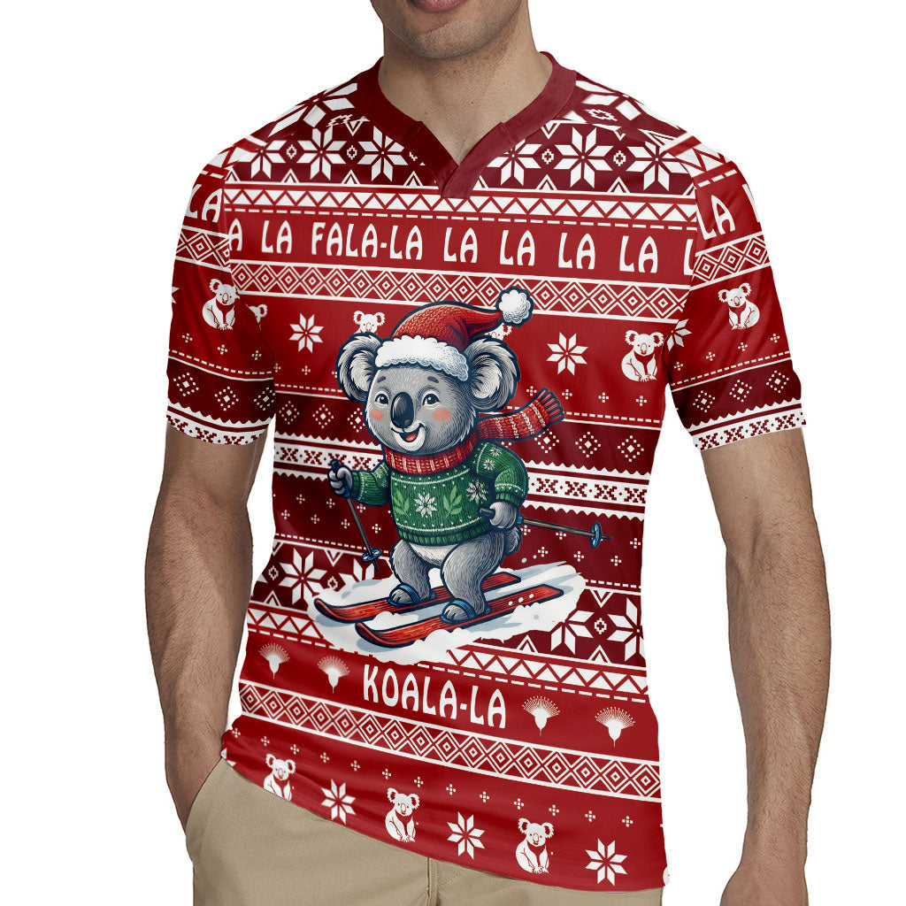 Australia Christmas In July Rugby Jersey Koala Santa Skiing Red Color