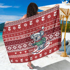 Australia Christmas In July Sarong Koala Santa Skiing Red Color