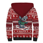 Australia Christmas In July Sherpa Hoodie Koala Santa Skiing Red Color