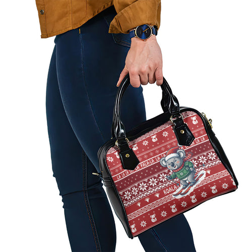Australia Christmas In July Shoulder Handbag Koala Santa Skiing Red Color