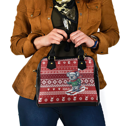 Australia Christmas In July Shoulder Handbag Koala Santa Skiing Red Color