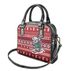 Australia Christmas In July Shoulder Handbag Koala Santa Skiing Red Color