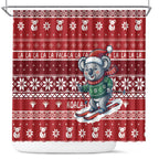Australia Christmas In July Shower Curtain Koala Santa Skiing Red Color