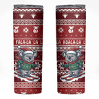Australia Christmas In July Skinny Tumbler Koala Santa Skiing Red Color