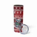Australia Christmas In July Skinny Tumbler Koala Santa Skiing Red Color