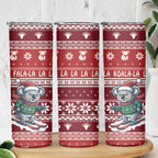 Australia Christmas In July Skinny Tumbler Koala Santa Skiing Red Color