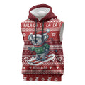 Australia Christmas In July Sleeveless Hoodie Koala Santa Skiing Red Color