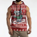 Australia Christmas In July Sleeveless Hoodie Koala Santa Skiing Red Color