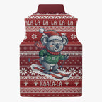 Australia Christmas In July Sleeveless Puffer Jacket Koala Santa Skiing Red Color