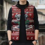 Australia Christmas In July Sleeveless Puffer Jacket Koala Santa Skiing Red Color