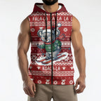 Australia Christmas In July Sleeveless Zip Hoodie Koala Santa Skiing Red Color