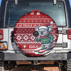 Australia Christmas In July Spare Tire Cover Koala Santa Skiing Red Color