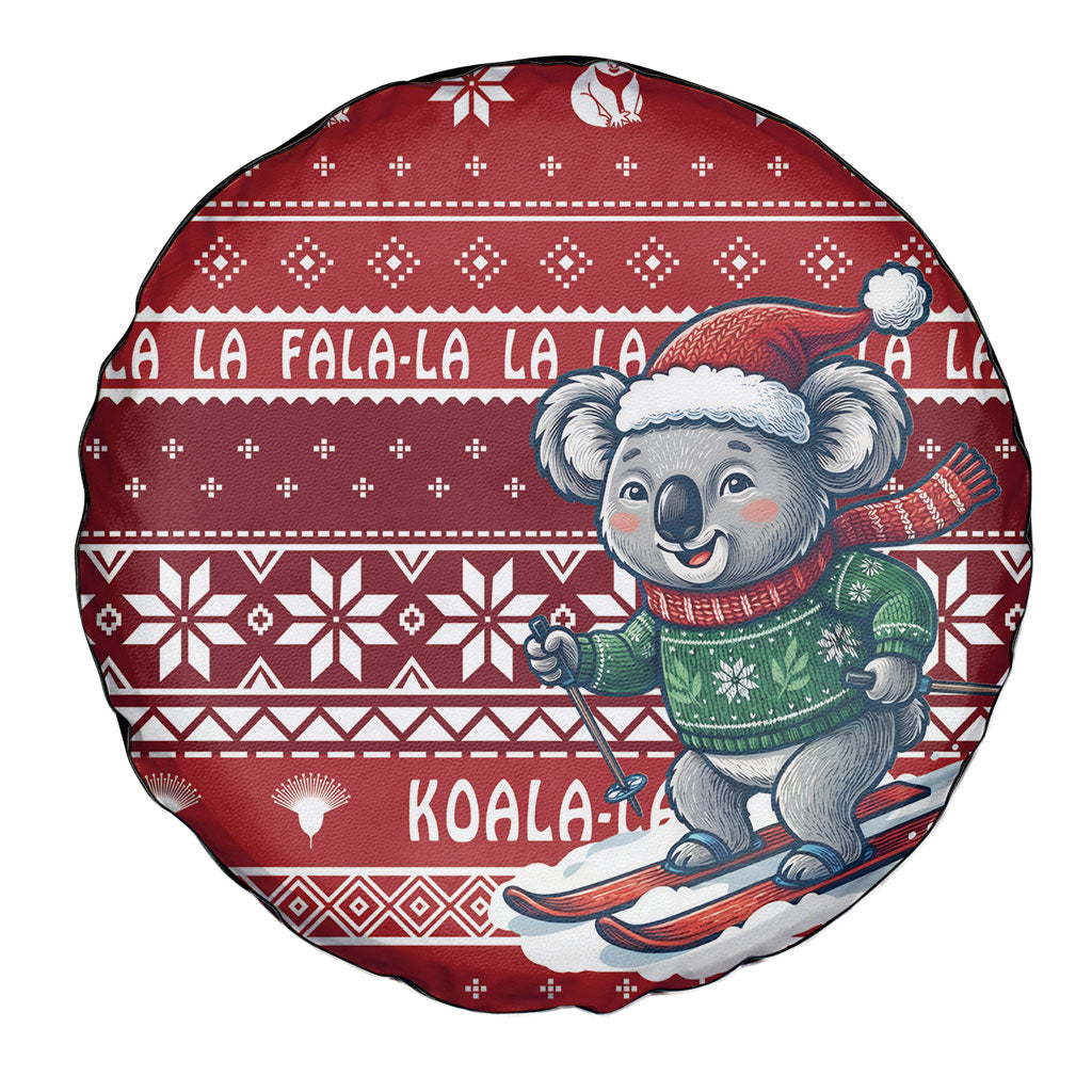 Australia Christmas In July Spare Tire Cover Koala Santa Skiing Red Color