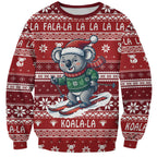 Australia Christmas In July Sweatshirt Koala Santa Skiing Red Color