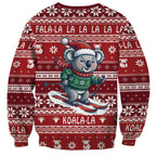 Australia Christmas In July Sweatshirt Koala Santa Skiing Red Color