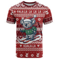 Australia Christmas In July T Shirt Koala Santa Skiing Red Color