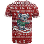 Australia Christmas In July T Shirt Koala Santa Skiing Red Color