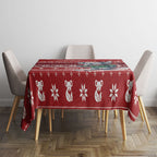 Australia Christmas In July Tablecloth Koala Santa Skiing Red Color