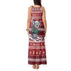 Australia Christmas In July Tank Maxi Dress Koala Santa Skiing Red Color