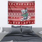 Australia Christmas In July Tapestry Koala Santa Skiing Red Color