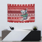 Australia Christmas In July Tapestry Koala Santa Skiing Red Color