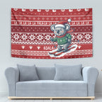 Australia Christmas In July Tapestry Koala Santa Skiing Red Color